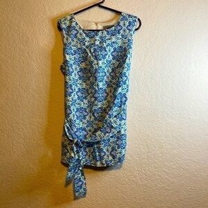 JESSICA London lined tribal belted tank top linen rayon back zip 14W